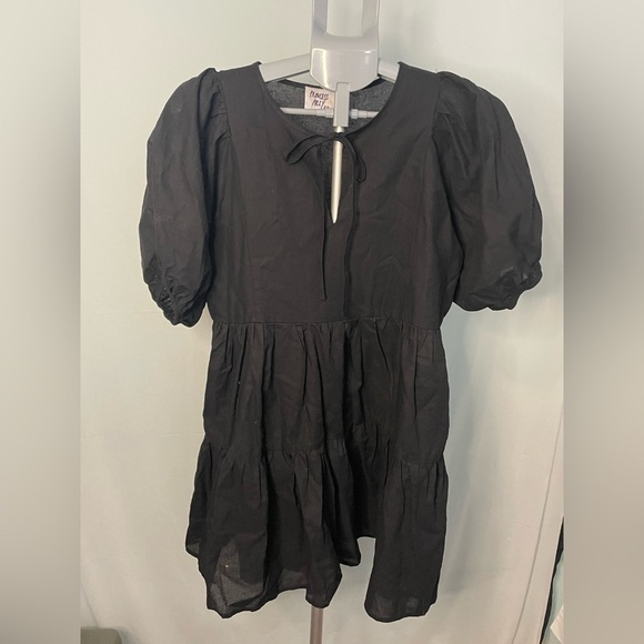 Princess Polly, black baby doll mini dress puff sleeves size 4 - Picture 1 of 9